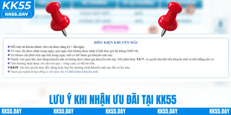 Khuyến Mãi KK55 1 Lưu ý khi nhận ưu đãi tại KK55